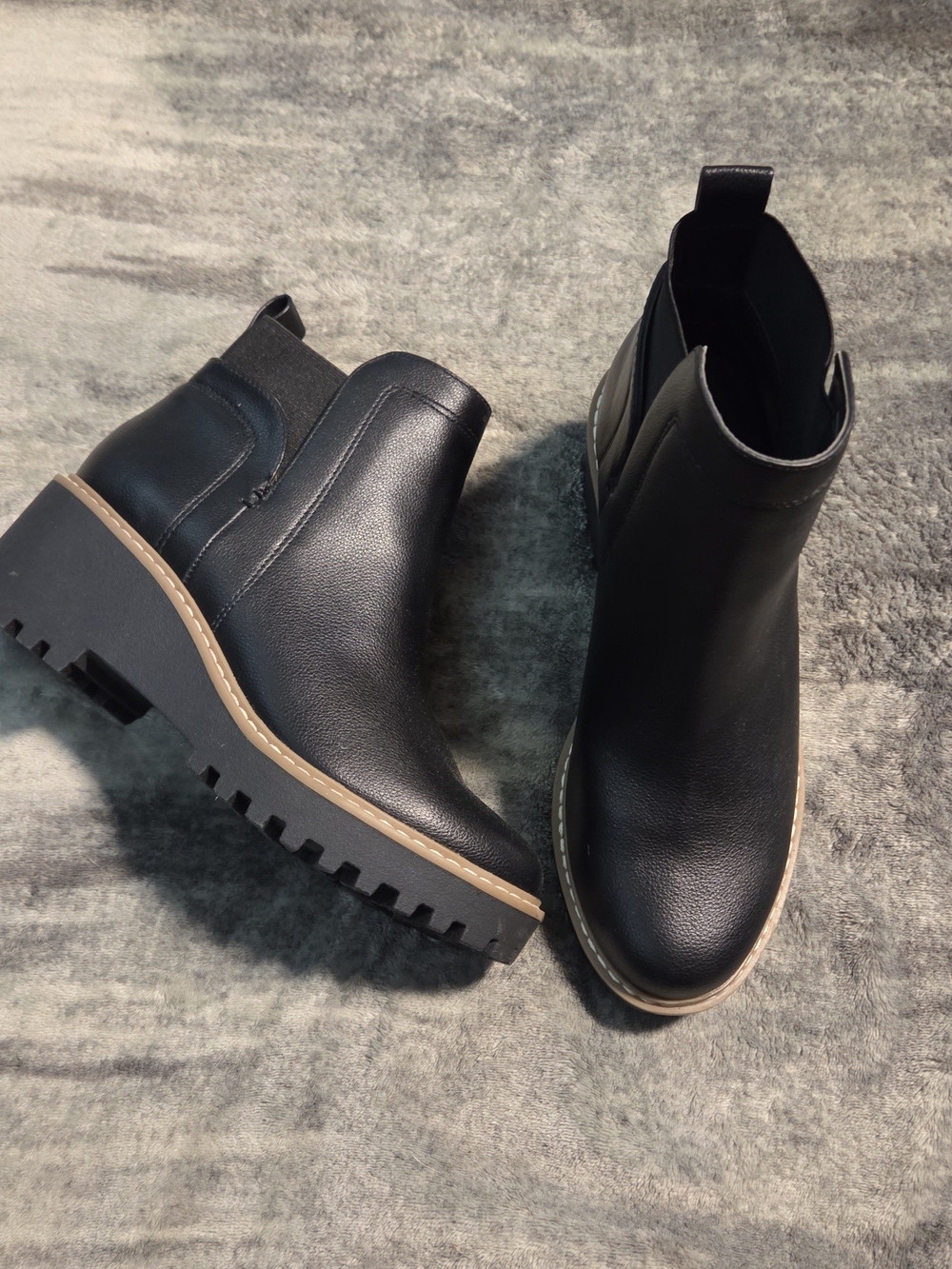 DV by Dolce Vita Black Lug Sole Chelsea Ankle Boots
